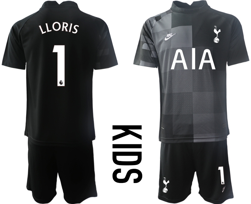 Youth 2021-2022 Club Tottenham black goalkeeper #1 Nike Soccer Jersey->customized soccer jersey->Custom Jersey